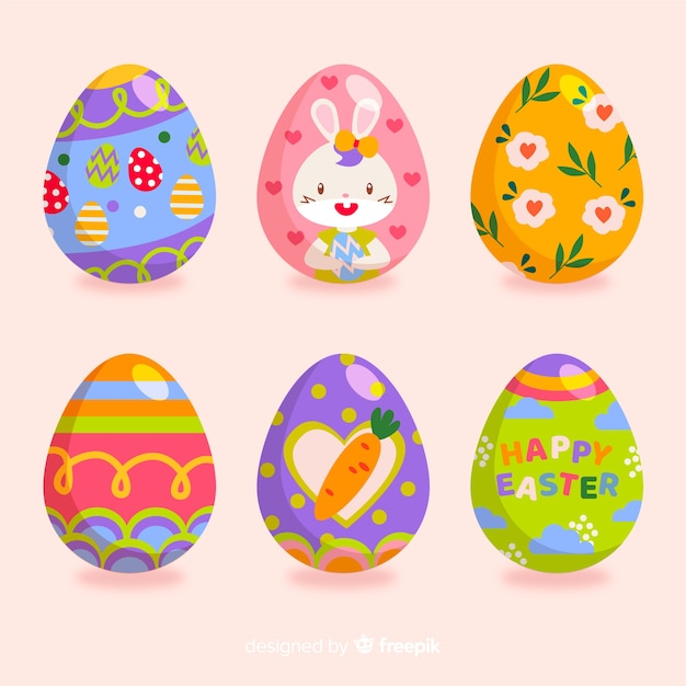 Vector gratuito colección huevos de pascua coloridos