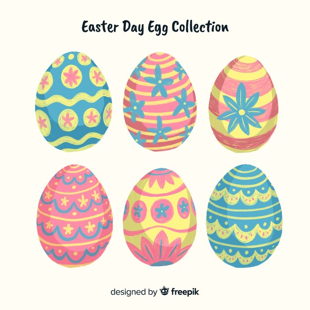 Colección huevos de pascua dibujados a mano