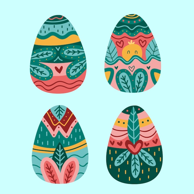 Vector gratuito colección de huevos de pascua dibujados a mano