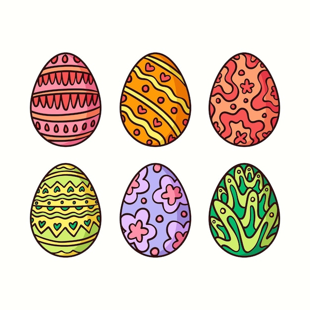 Vector gratuito colección de huevos de pascua dibujados a mano