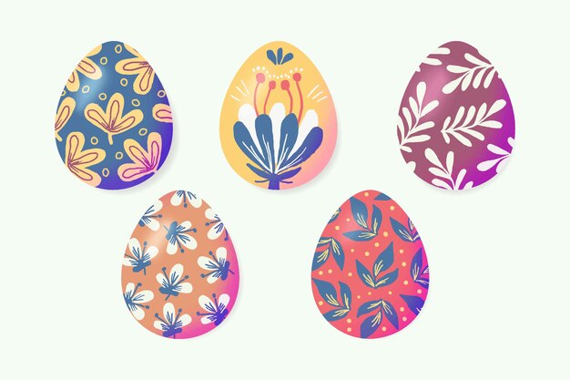 Colección de huevos de Pascua de diseño acuarela