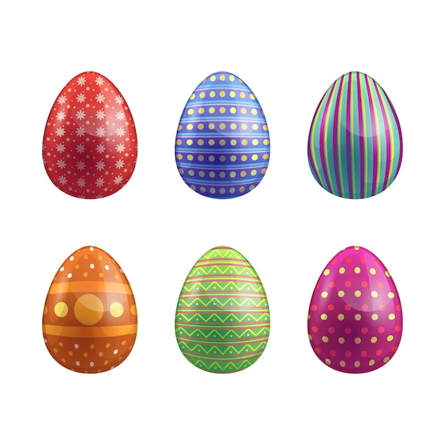 Colección de huevos de pascua de diseño dibujado a mano