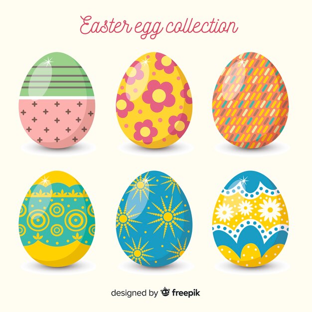 Colección de huevos de pascua en diseño plano