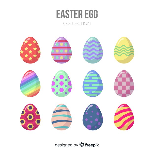 Colección de huevos de pascua en diseño plano