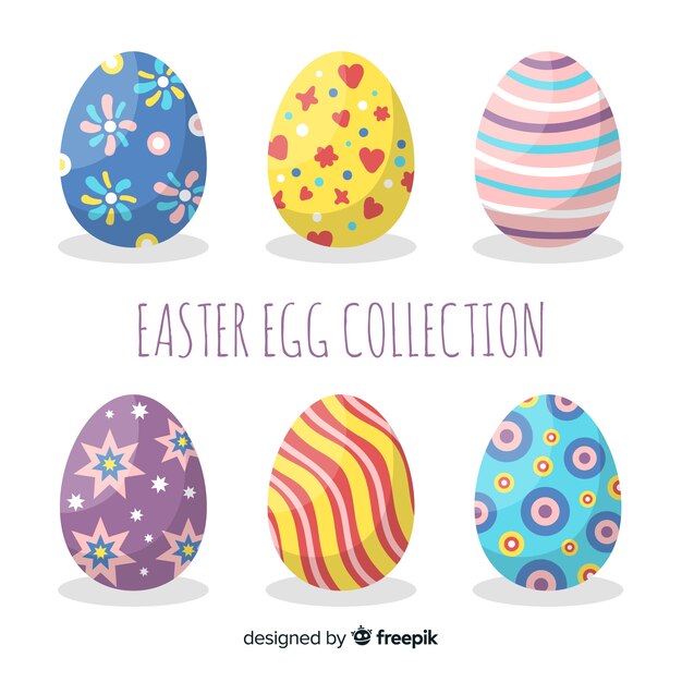 Colección de huevos de pascua en diseño plano