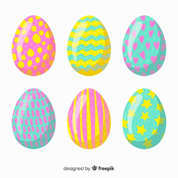 Vector gratuito colección de huevos de pascua en diseño plano