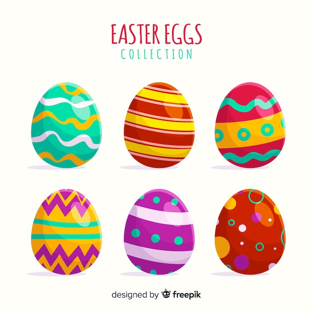 Vector gratuito colección de huevos de pascua en diseño plano