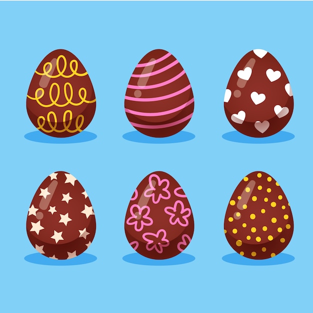 Vector gratuito colección de huevos de pascua de diseño plano