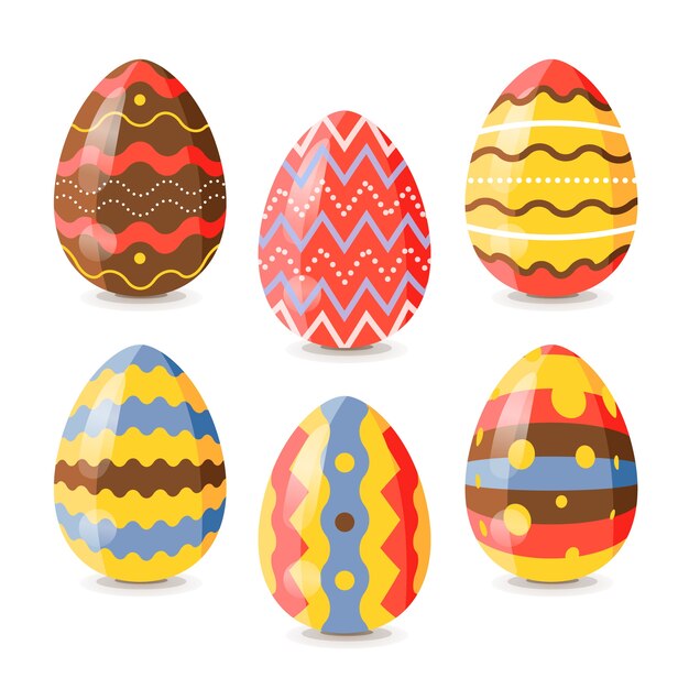 Vector gratuito colección de huevos de pascua en diseño plano