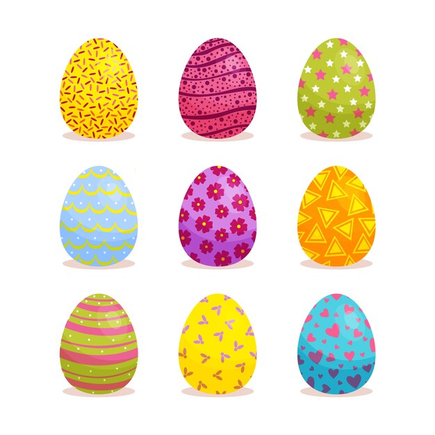 Colección de huevos de pascua de diseño plano