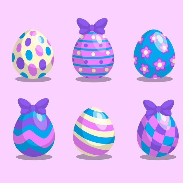 Colección de huevos de pascua de diseño plano
