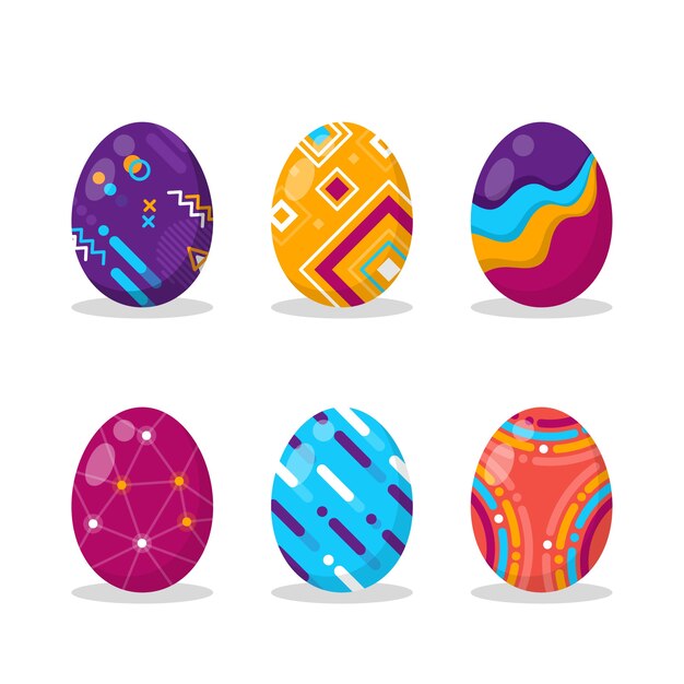 Colección de huevos de pascua de diseño plano