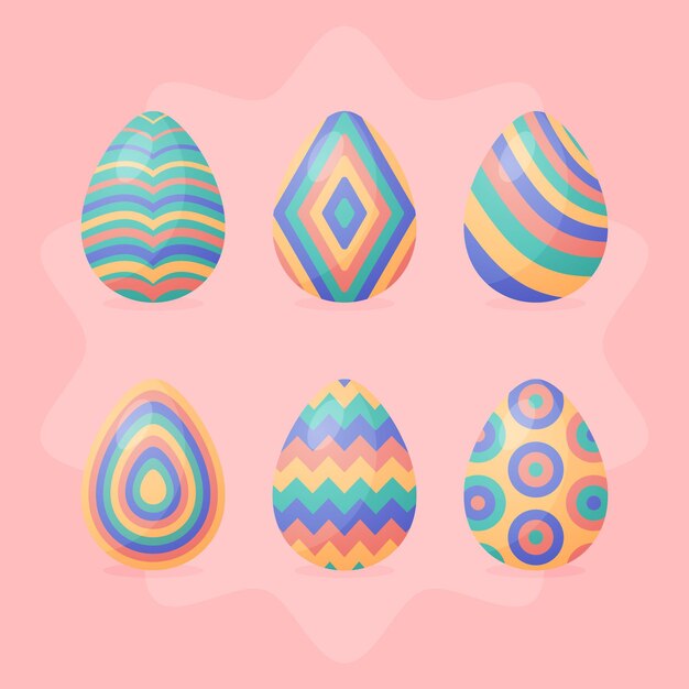 Colección de huevos de pascua en diseño plano