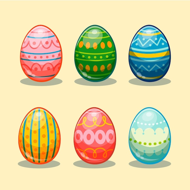 Colección de huevos de pascua en diseño plano