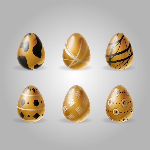 Colección de huevos de pascua dorados
