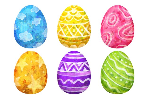 Vector gratuito colección de huevos de pascua estilo acuarela