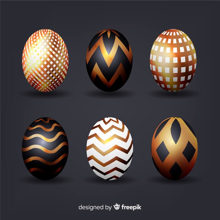Vector gratuito colección de huevos de pascua negro y dorado