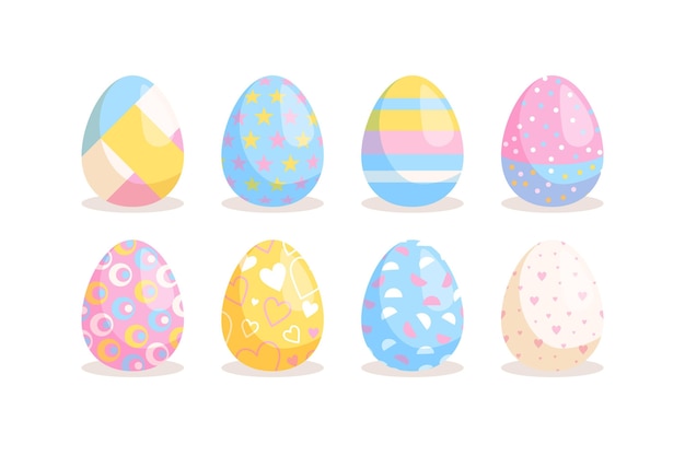 Vector gratuito colección de huevos de pascua planos