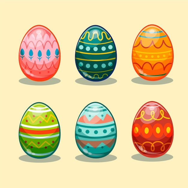 Vector gratuito colección de huevos de pascua planos