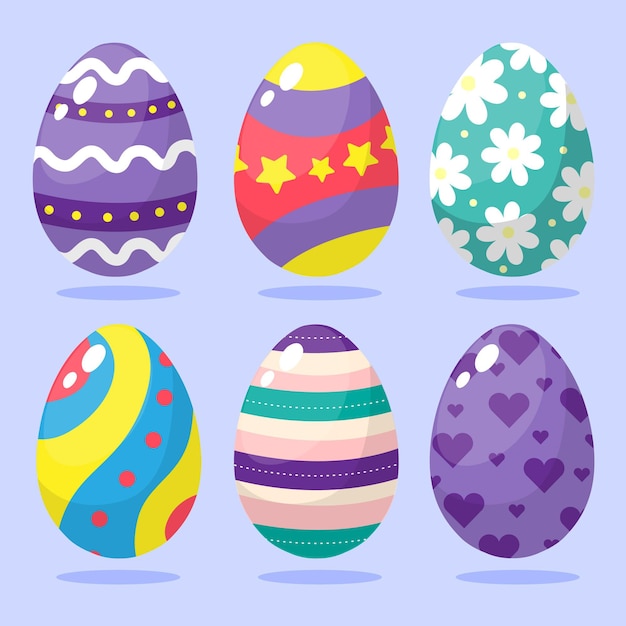 Vector gratuito colección de huevos de pascua planos