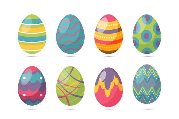Colección de huevos de pascua planos