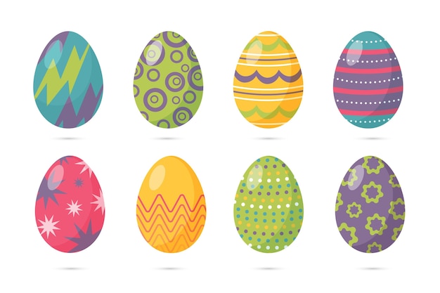 Vector gratuito colección de huevos de pascua planos