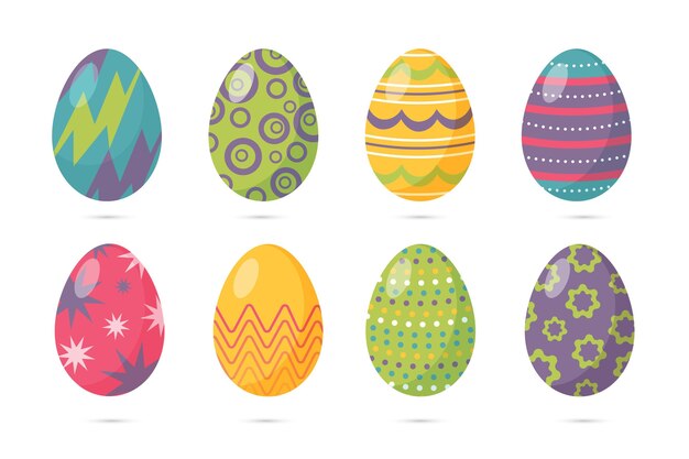 Colección de huevos de pascua planos