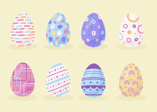 Vector gratuito colección de huevos de pascua planos