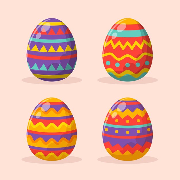 Colección de huevos de pascua planos
