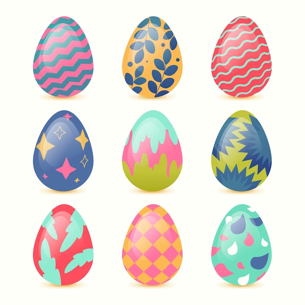 Colección de huevos de pascua planos