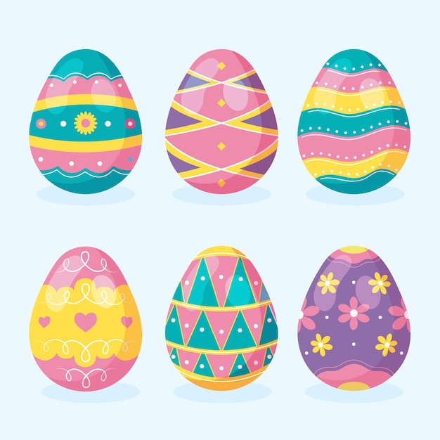 Vector gratuito colección de huevos de pascua planos