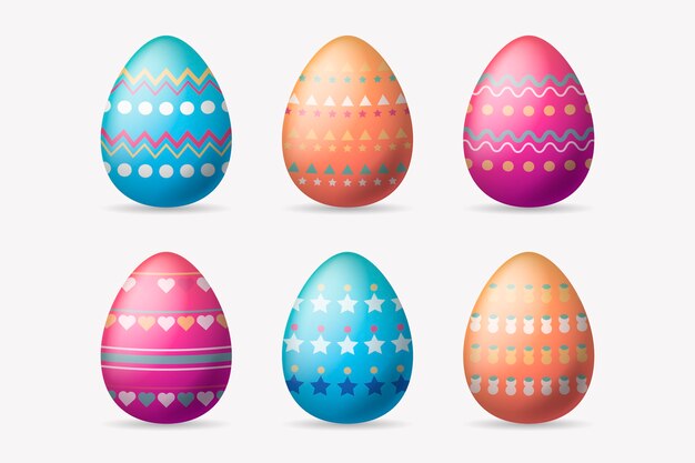 Colección de huevos de pascua realistas