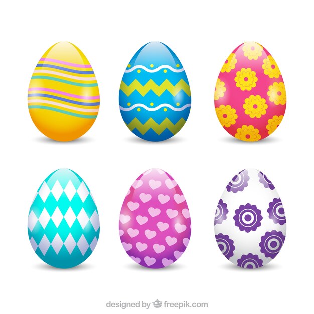 Colección de huevos realistas del día de pascua
