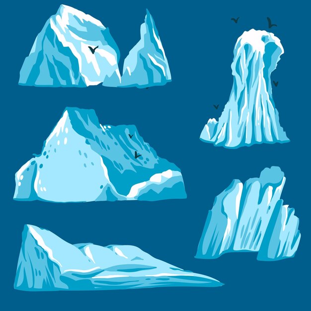 Colección iceberg de diseño plano