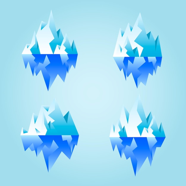 Vector gratuito colección de icebergs ilustrados