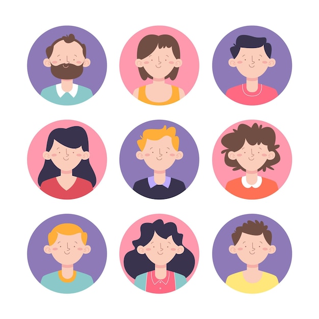 Colección de icono de perfil dibujado a mano