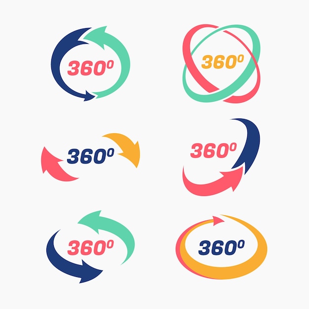 Vector gratuito colección de iconos de 360 grados dibujados a mano