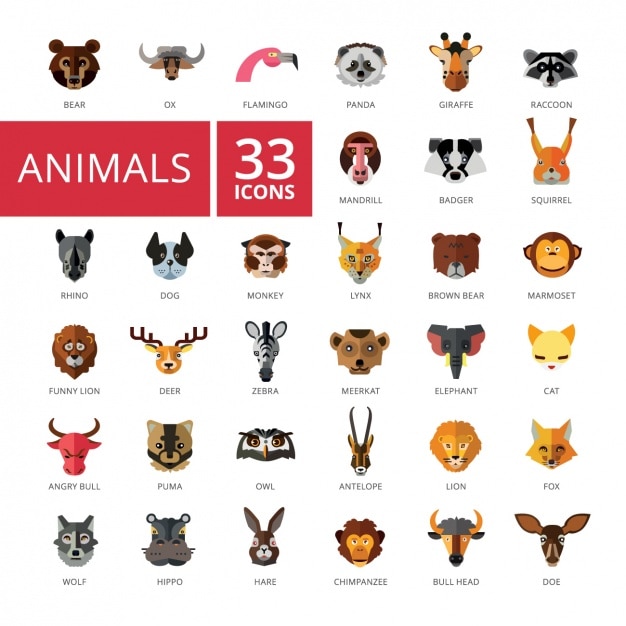 Vector gratuito colección de iconos de animales