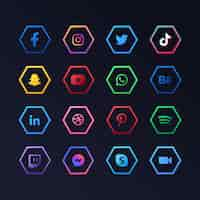 Vector gratuito colección de iconos de aplicaciones de redes sociales