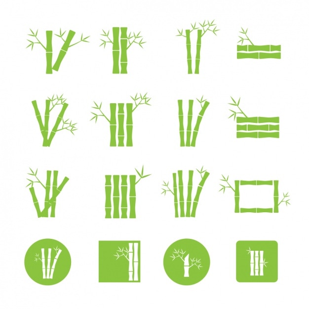 Colección de iconos de bambú verdes