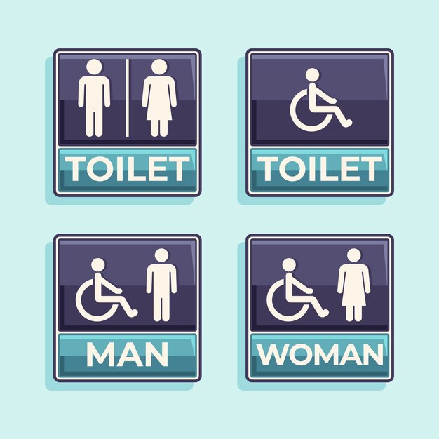 Colección de iconos de baño de diseño plano
