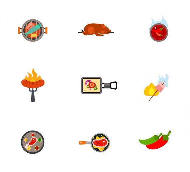 Colección de iconos de barbacoa
