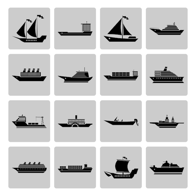 Vector gratuito colección de iconos de barcos