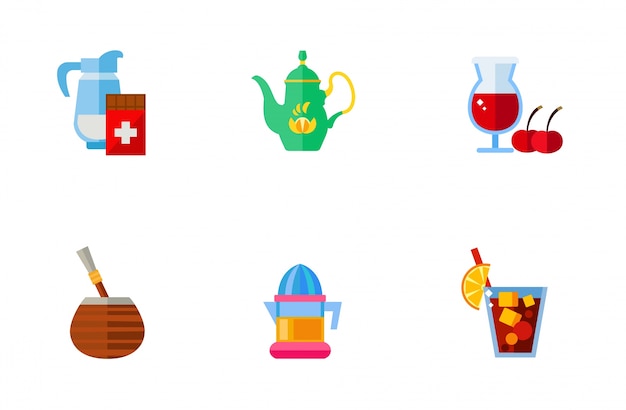 Colección de iconos de bebidas típicas