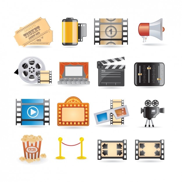 Vector gratuito colección de iconos de cine