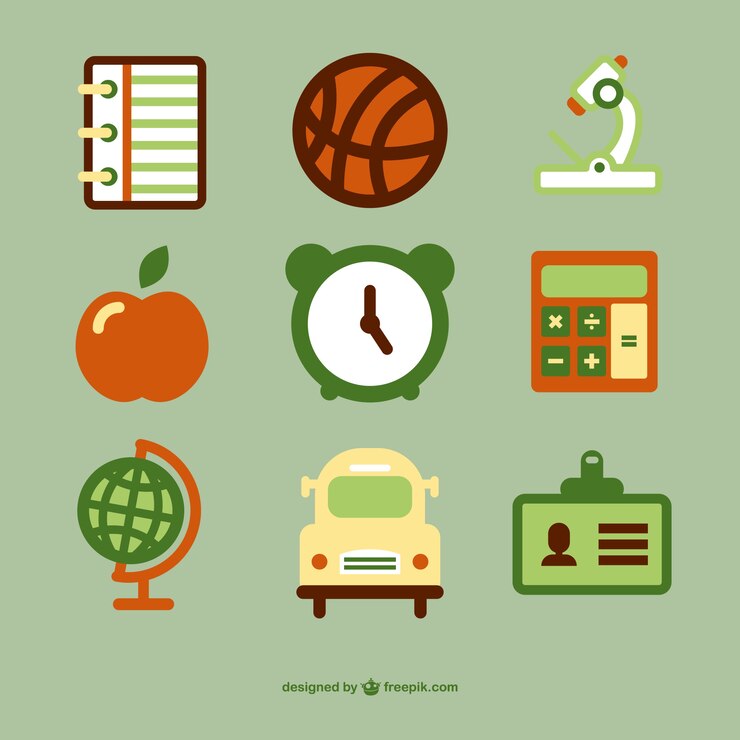 Vector gratuito colección de iconos de colegio