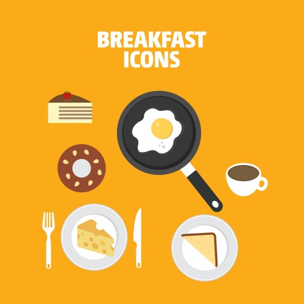 Vector gratuito colección de iconos a color de desayuno