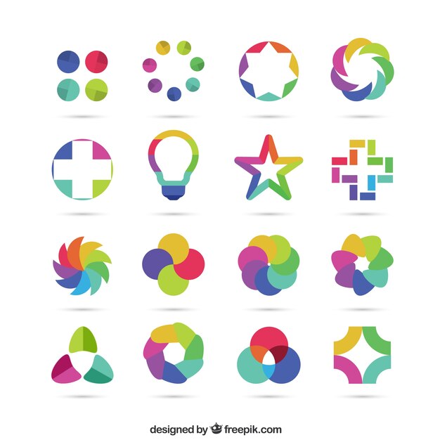 Colección de los iconos de colores