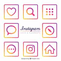 Vector gratuito colección de iconos coloridos de instagram