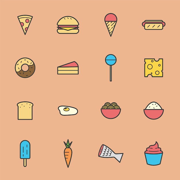 Vector gratuito colección de iconos de comida basura